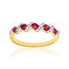 Bague or 750 2 tons diamants et rubis - vue V1