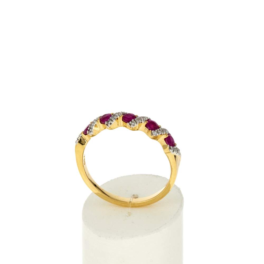 Bague or 750 2 tons diamants et rubis - vue 2