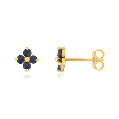 Boucles d'oreilles or 750 jaune saphirs - vue 1