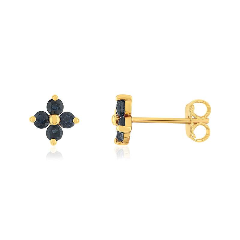 Boucles d'oreilles or 750 jaune saphirs - vue 1