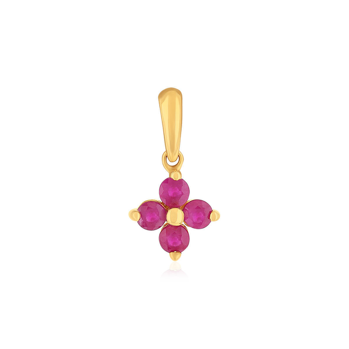 Pendentif or 750 jaune fleur rubis