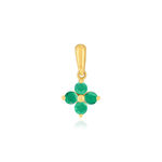 Pendentif or 750 jaune fleur émeraudes - vue 1
