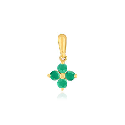 Pendentif or 750 jaune fleur émeraudes