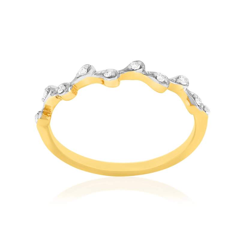 Bague or 375 jaune diamants - vue 1