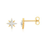 Boucles d'oreilles or 375 jaune étoile diamants - vue 1