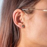 Round 375 yellow gold earrings - view worn 1