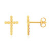 Boucles d'oreilles or 375 jaune croix religieuse - vue V1