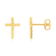 Boucles d'oreilles or 375 jaune croix religieuse