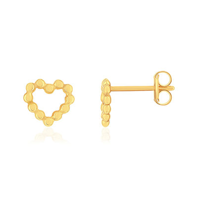 Boucles d'oreilles or 375 jaune coeur - vue 1