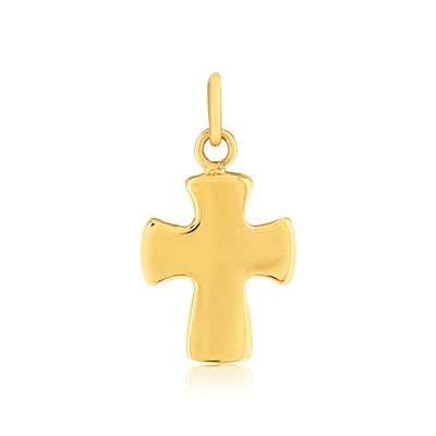 Pendentif or 375 jaune croix religieuse - vue 1