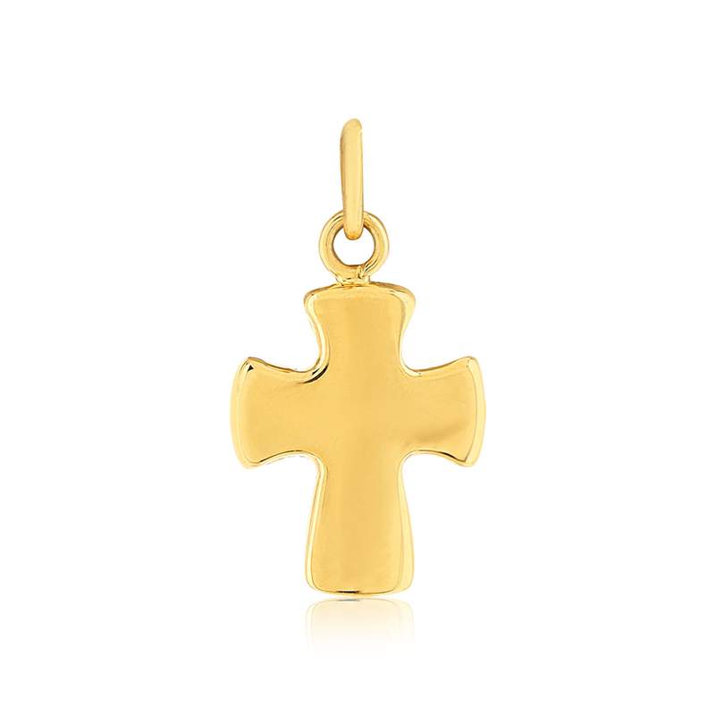Pendentif or 375 jaune croix religieuse - vue 1
