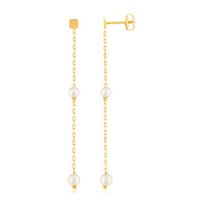 Boucles d'oreilles or 375 jaune perles de culture - vue 1