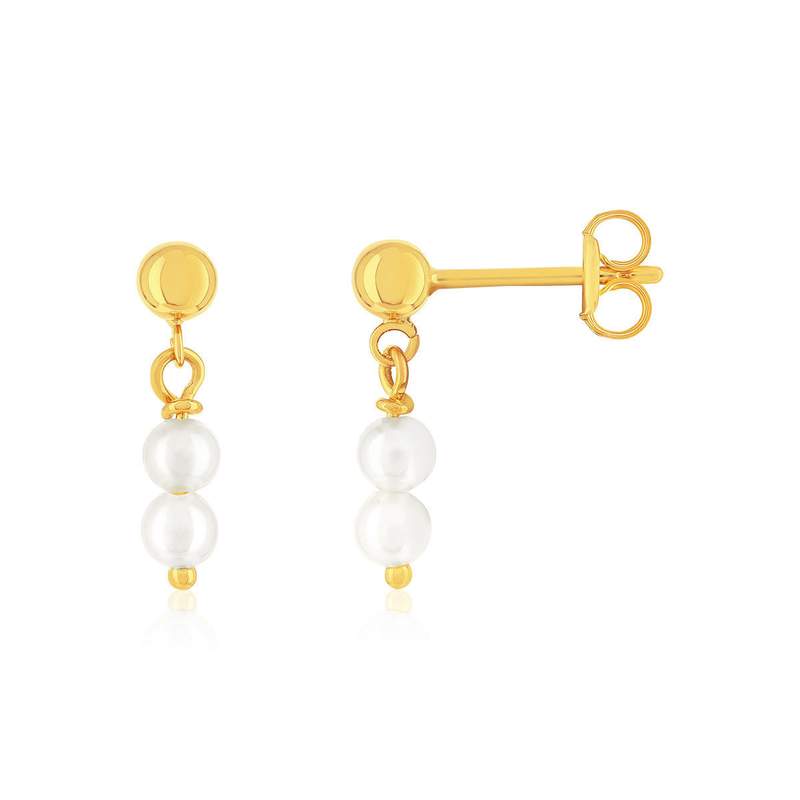 Boucles d'oreilles or 375 jaune perles de culture - vue 1
