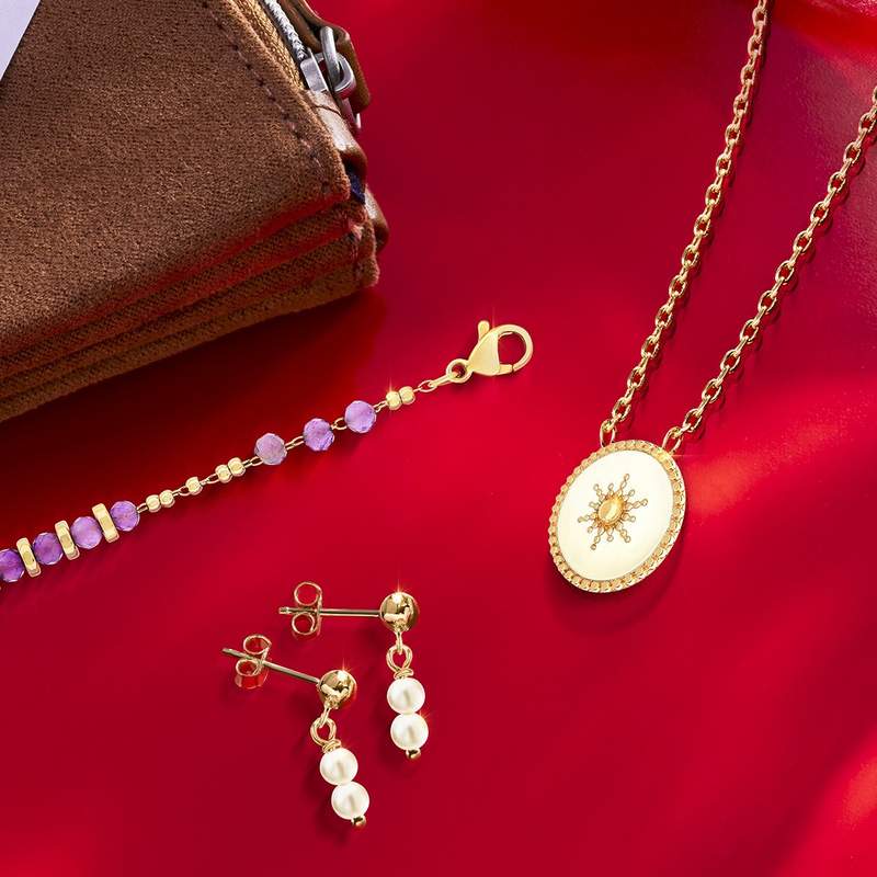 Boucles d'oreilles or 375 jaune perles de culture - vue D1