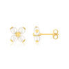 Boucles d'oreilles or 375 jaune fleur perles de culture - vue V1