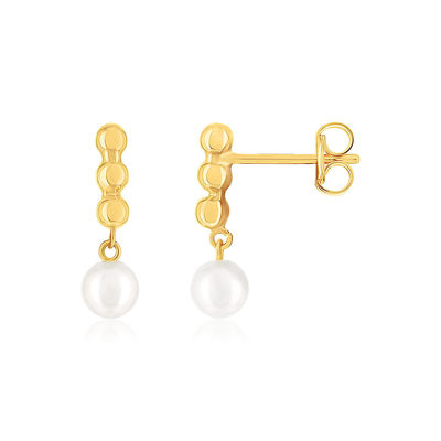 Boucles d'oreilles or 375 jaune perles de culture - vue 1