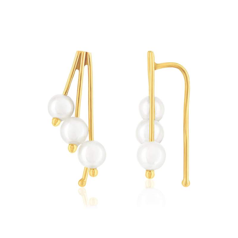 Boucles d'oreilles or 375 jaune perles de culture - vue 1