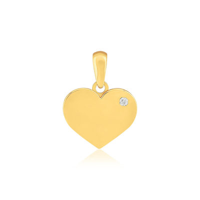 Pendentif or 375 jaune coeur et zirconia - vue 1