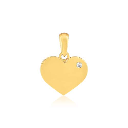 375 yellow gold heart and zirconia pendant