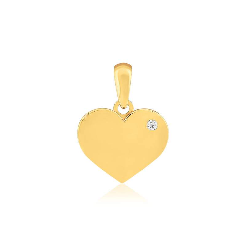 Pendentif or 375 jaune coeur et zirconia - vue 1