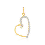 Pendentif or 375 jaune coeur et zirconias - vue 1