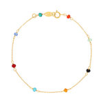 Bracelet or 375 jaune pierres synthétiques multicolores 18cm - vue 1