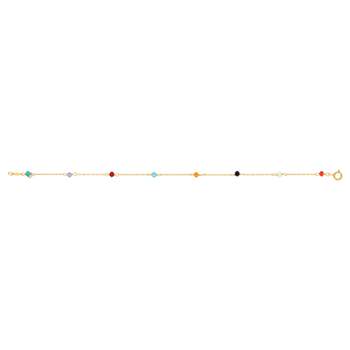 Gold bracelet 375 yellow multicolored synthetic stones 18cm