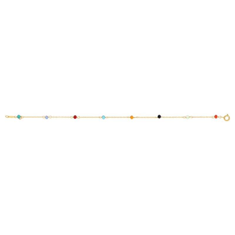 Bracelet or 375 jaune pierres synthétiques multicolores 18cm - vue 2