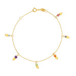 Bracelet or 375 jaune pampilles pierres naturelles 18cm - vue 1