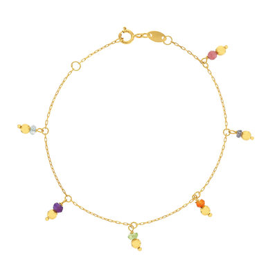 Bracelet or 375 jaune pampilles pierres naturelles 18cm