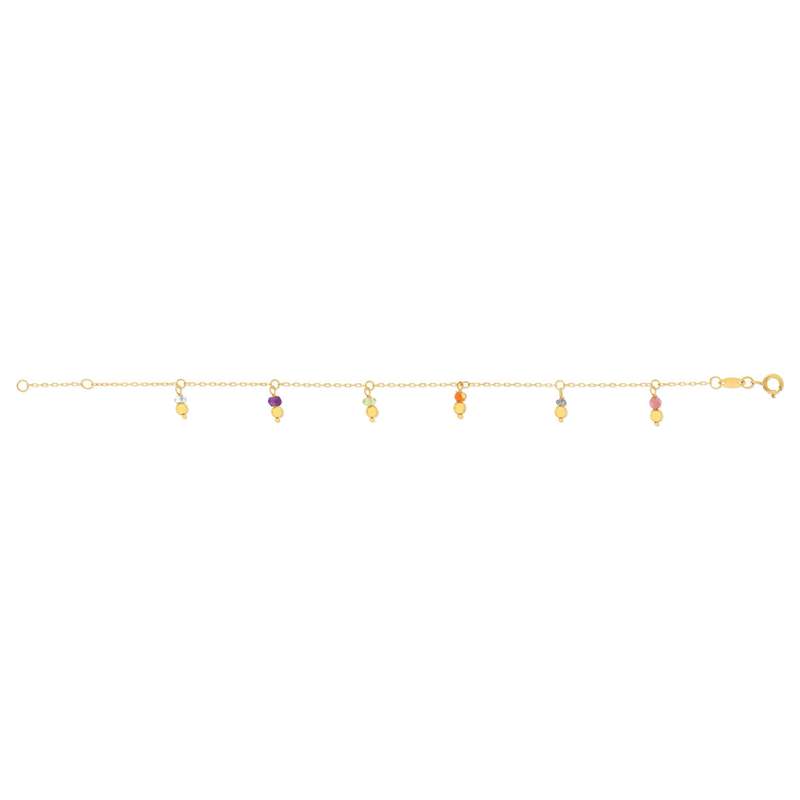 Bracelet or 375 jaune pampilles pierres naturelles 18cm - vue 2