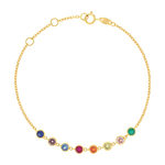Bracelet or 375 jaune pierres synthétiques multicolores 18cm - vue 1