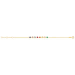Bracelet or 375 jaune pierres synthétiques multicolores 18cm - vue 2