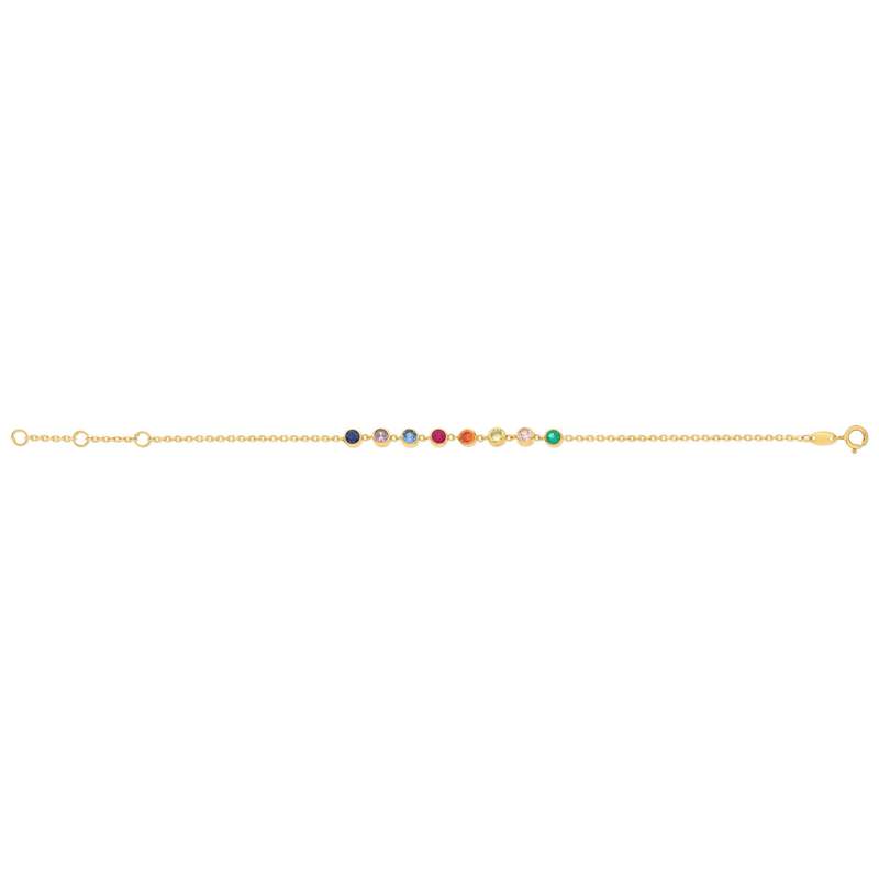 Gouden armband 375 geel veelkleurige synthetische stenen 18cm - bekijk 2