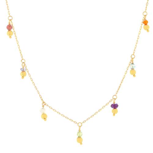 Collier or 375 jaune pampilles pierres naturelles 43cm