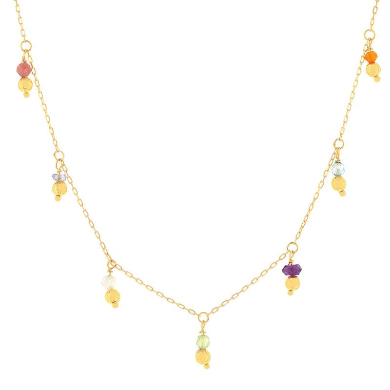 Collier or 375 jaune pampilles pierres naturelles 43cm - vue 1