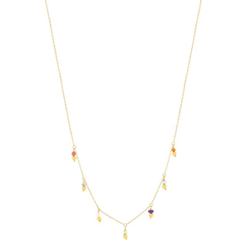 Collier or 375 jaune pampilles pierres naturelles 43cm - vue 2