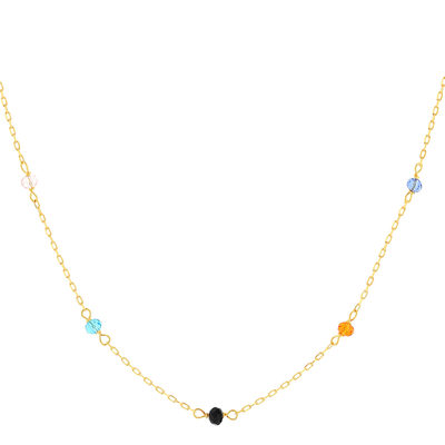 Collier or 375 jaune pierres synthétiques 45cm
