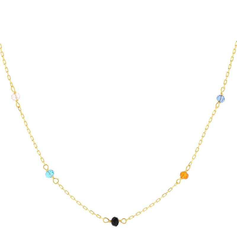 Collier or 375 jaune pierres synthétiques 45cm - vue 1