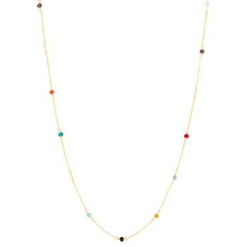 Necklace gold 375 yellow synthetic stones 45cm