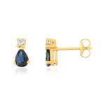 Boucles d'oreilles or 750 jaune saphirs et zirconias - vue 1