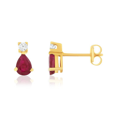 Boucles d'oreilles or 750 jaune rubis et zirconias - vue 1