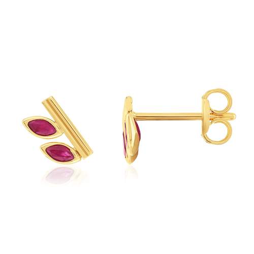 Boucles d'oreilles or 375 jaune rubis