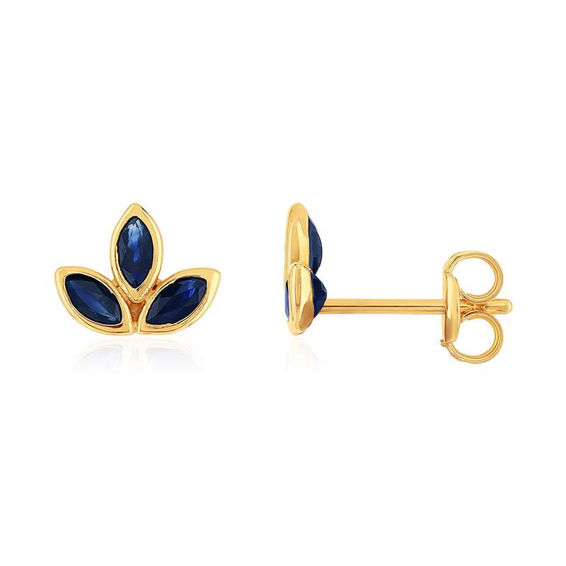 Boucles d'oreilles or 375 jaune saphirs - vue 1