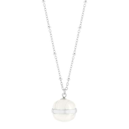 White turquoise steel long necklace 76 cm