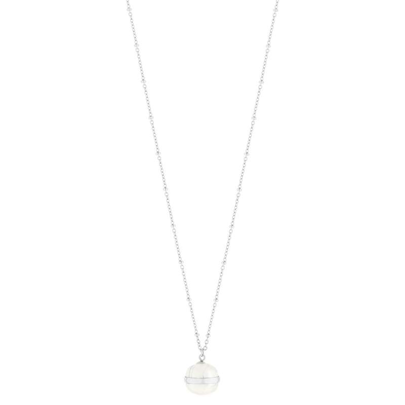 Sautoir acier turquoise blanche 76 cm - vue 2