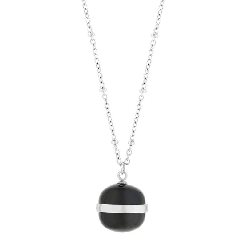 Lange ketting van staal met zwarte agaat, 76 cm - afbeelding 1
