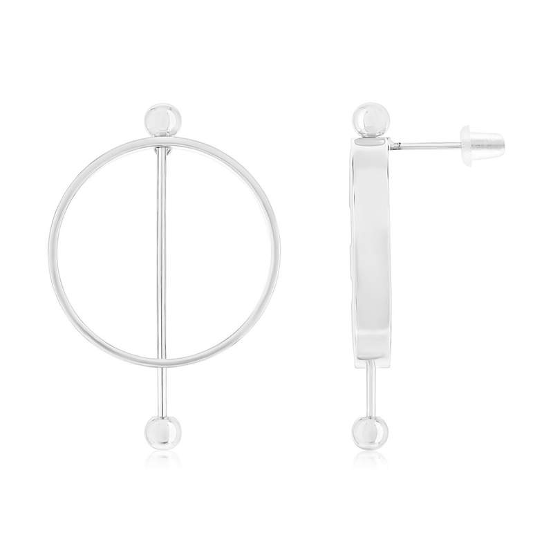 Boucles d'oreilles acier motif rond - vue 1