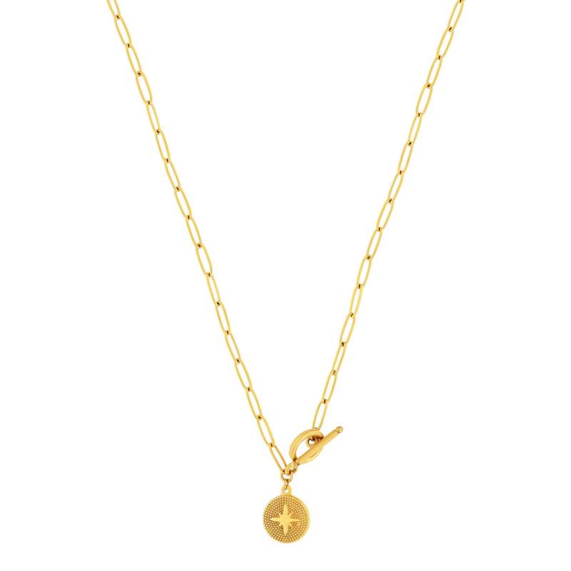 Collier acier doré pampille 47cm - vue 2