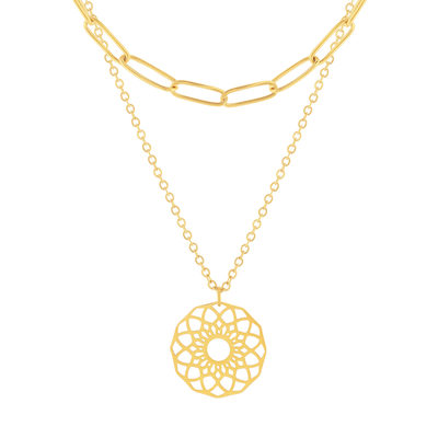 2-row gold-plated steel necklace 44 cm